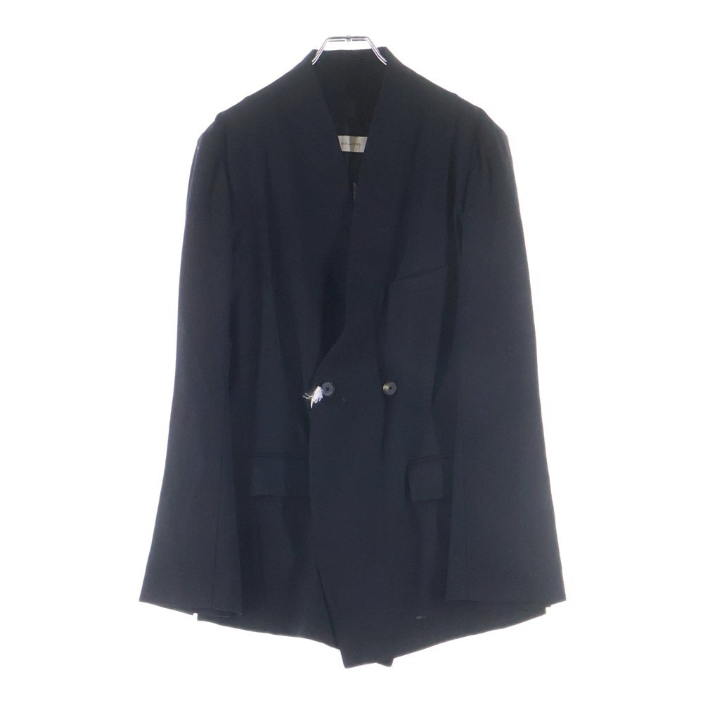 BED J.W. FORD(ベッドフォード) 20SS Dinner Jacket ディナー ウール ノーカラー ダブルブレスト 2B テーラードジャケット ブラック 20SS-B-JK03 レディース