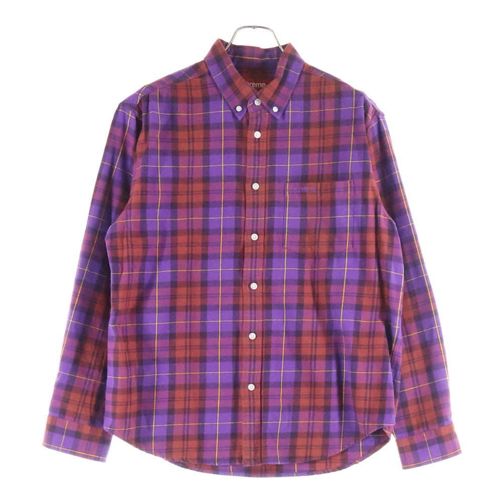 SUPREME(シュプリーム) 24AW Plaid Flannel Shirt プレイド フランネル チェック ボタンダウン 長袖シャツ パープル