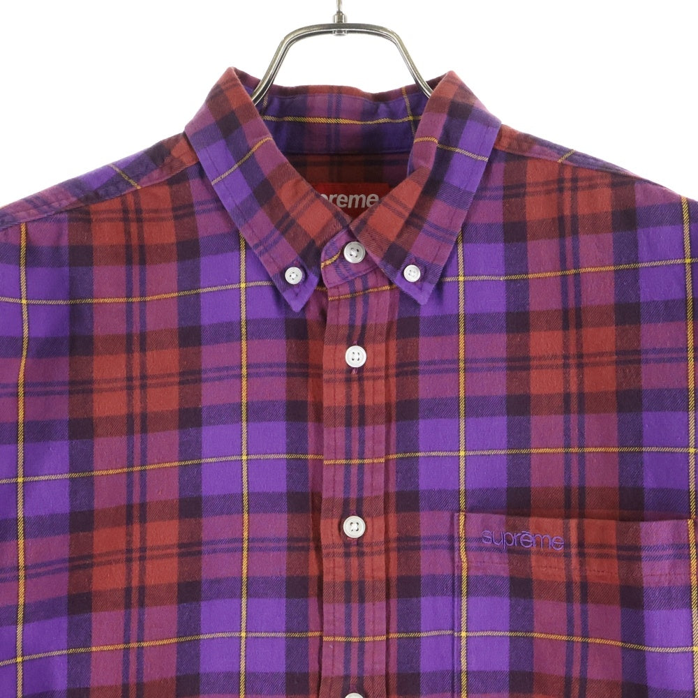 SUPREME(シュプリーム) 24AW Plaid Flannel Shirt プレイド フランネル チェック ボタンダウン 長袖シャツ パープル