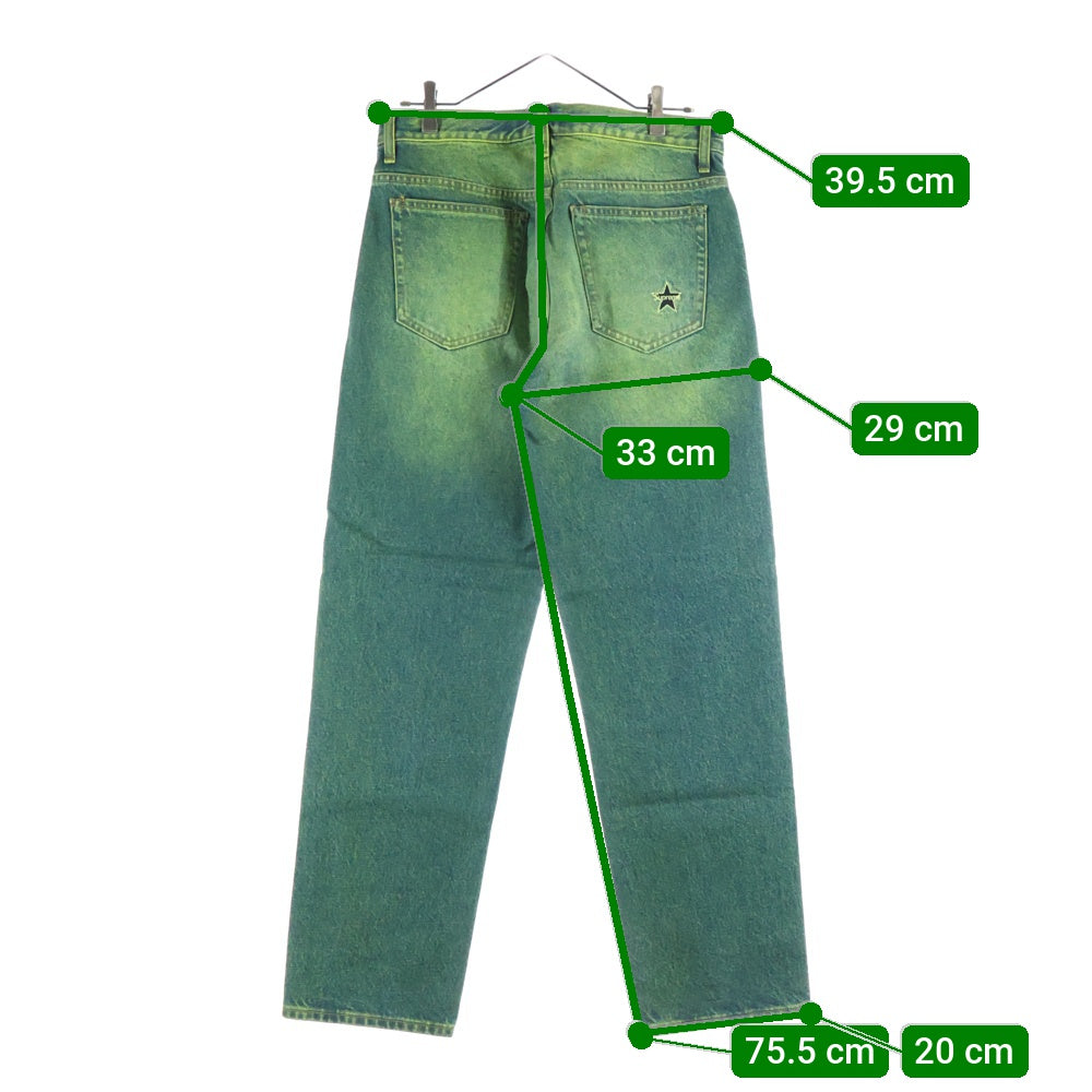 SUPREME(シュプリーム) 23AW Regular Jean Overspray Green レギュラー ジーン ストレート デニムパンツ グリーン