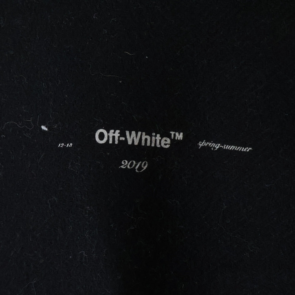 OFF-WHITE(オフホワイト) STADIUM JACKET ダメージ加工 バックプリント ウール ジャケット スタジャン ブルゾン ブラック OMEA145R19A32002