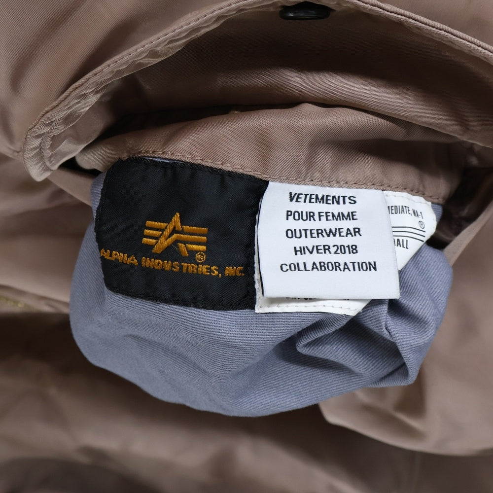 VETEMENTS(ヴェトモン) 18SS ×ALPHAINDUSTRIES アルファインダストリーズ MA-1 再構築リバーシブル ボンバージャケット ブルゾン ピンク WAH18JA18