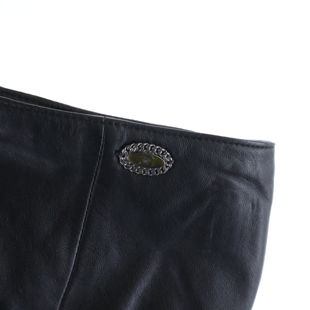 CHANEL(シャネル) ココマークボタン ラムレザー タイト スカート