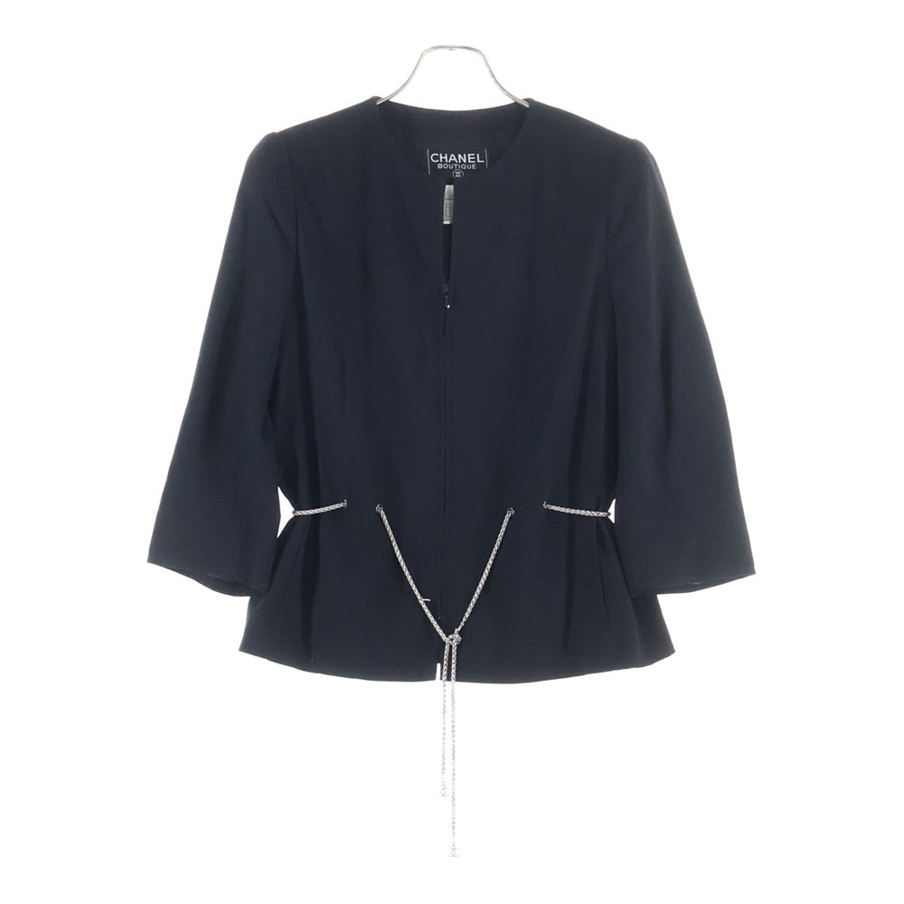 CHANEL BOUTIQUE(シャネルブティック) ココマーク チェーンベルト付き ノーカラージャケット ブラック P11160V06456 レディース