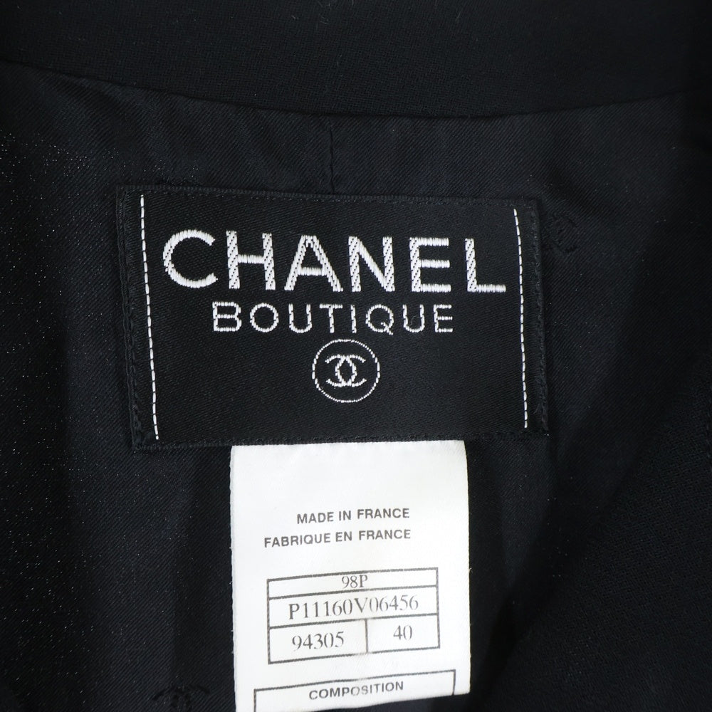 CHANEL BOUTIQUE(シャネルブティック) ココマーク チェーンベルト付き ノーカラージャケット ブラック P11160V06456 レディース