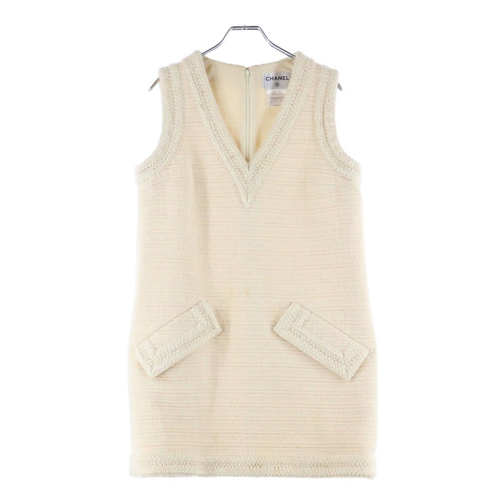 CHANEL(シャネル) ウール ツイード Vネック ワンピース ベスト アイボリー P42213V30731 レディース