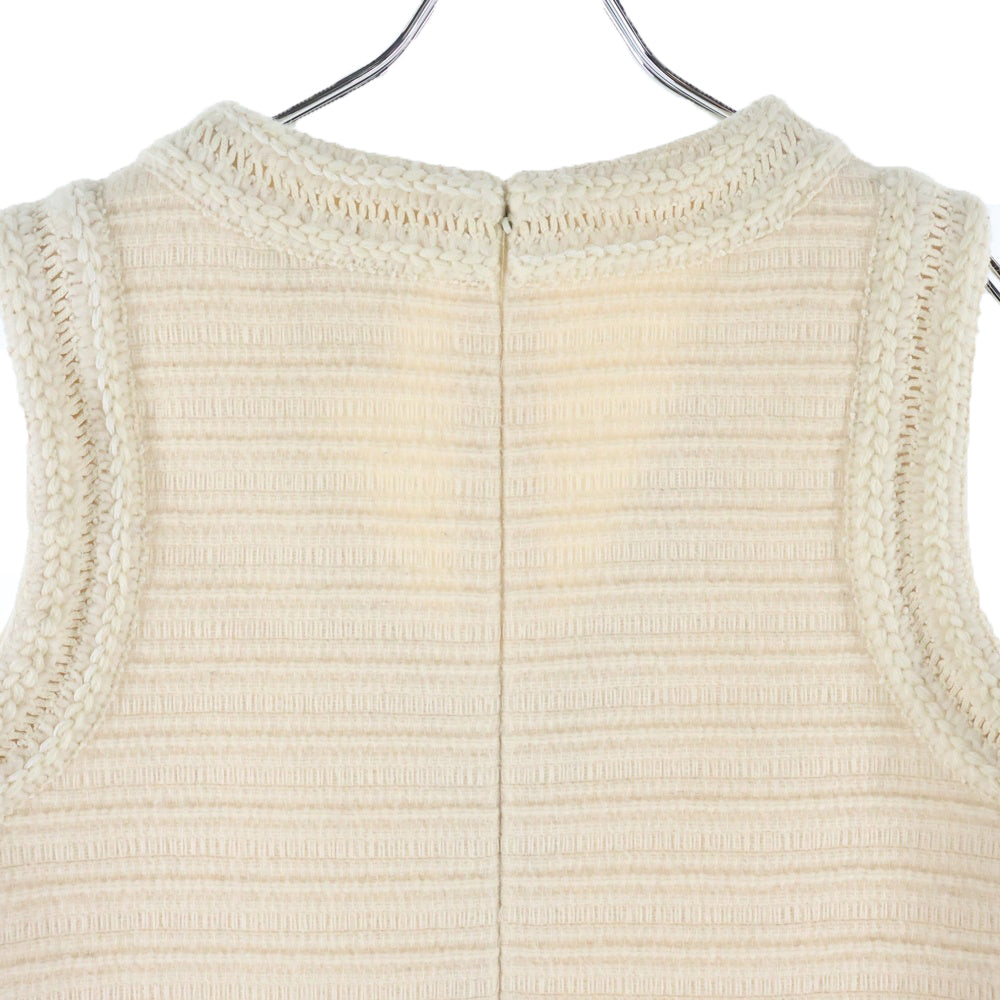 CHANEL シャネル ウール ツイード Vネック ワンピース ベスト アイボリー P42213V30731 レディース CHANEL - CHANEL シャネル ウール ツイード Vネック ワンピース ベスト