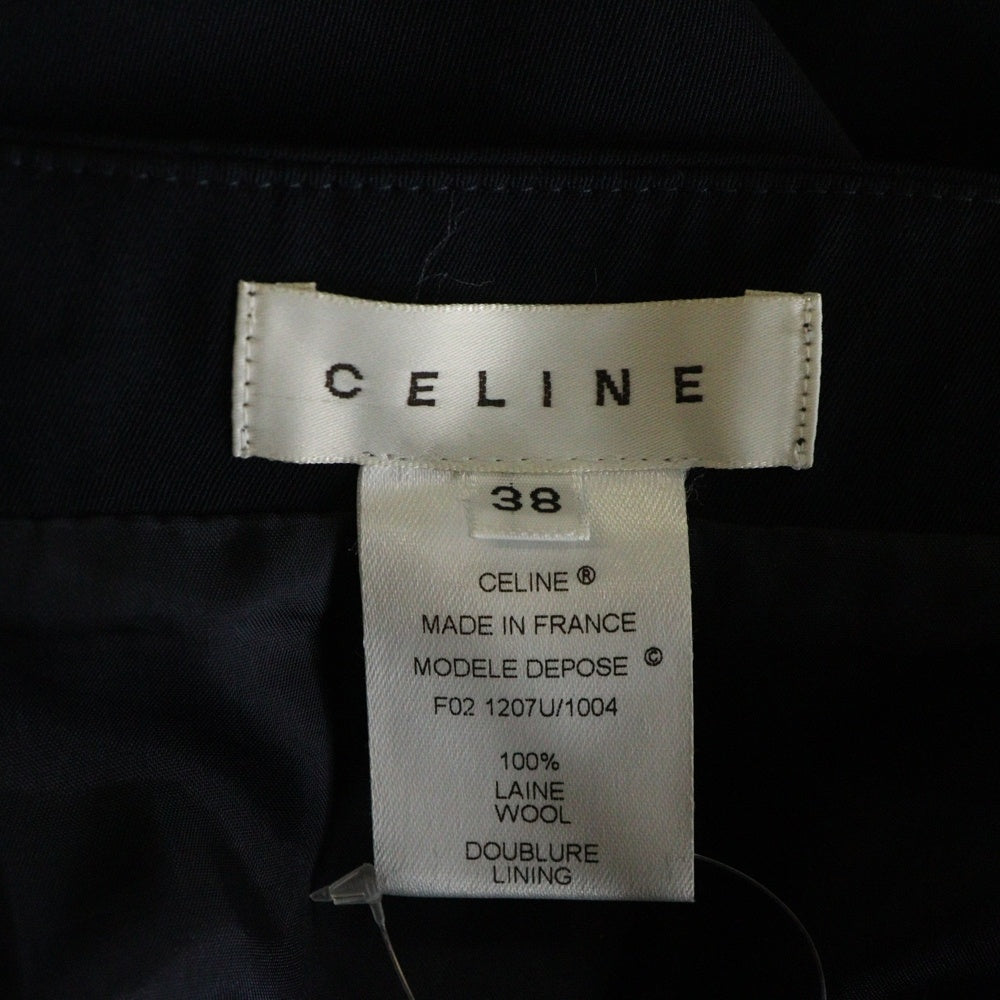 CELINE(セリーヌ) レインウール プリーツ スカート ネイビー レディース
