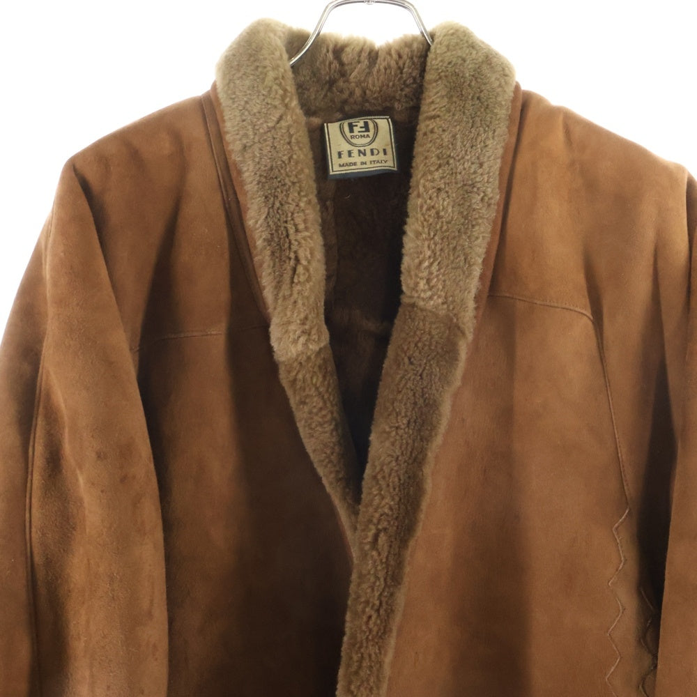 FENDI(フェンディ) スエード ムートン レザーコート ブラウン レディース