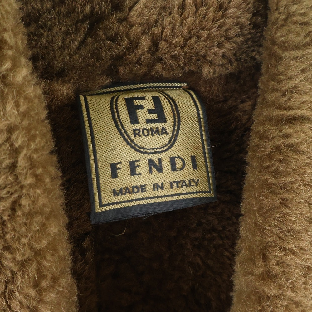 FENDI(フェンディ) スエード ムートン レザーコート ブラウン レディース