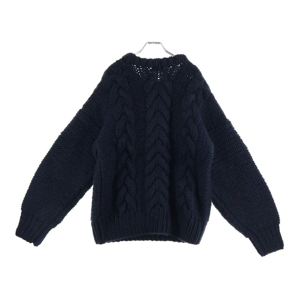 DESCENDANT(ディセンダント) 23AW MAIN NOT CABLE KNIT アクリルウール ケーブルニット セーター ブラック 232MADS-KNM05