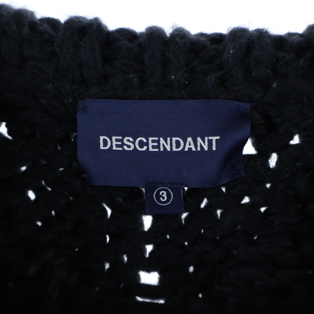 DESCENDANT(ディセンダント) 23AW MAIN NOT CABLE KNIT アクリルウール ケーブルニット セーター ブラック 232MADS-KNM05
