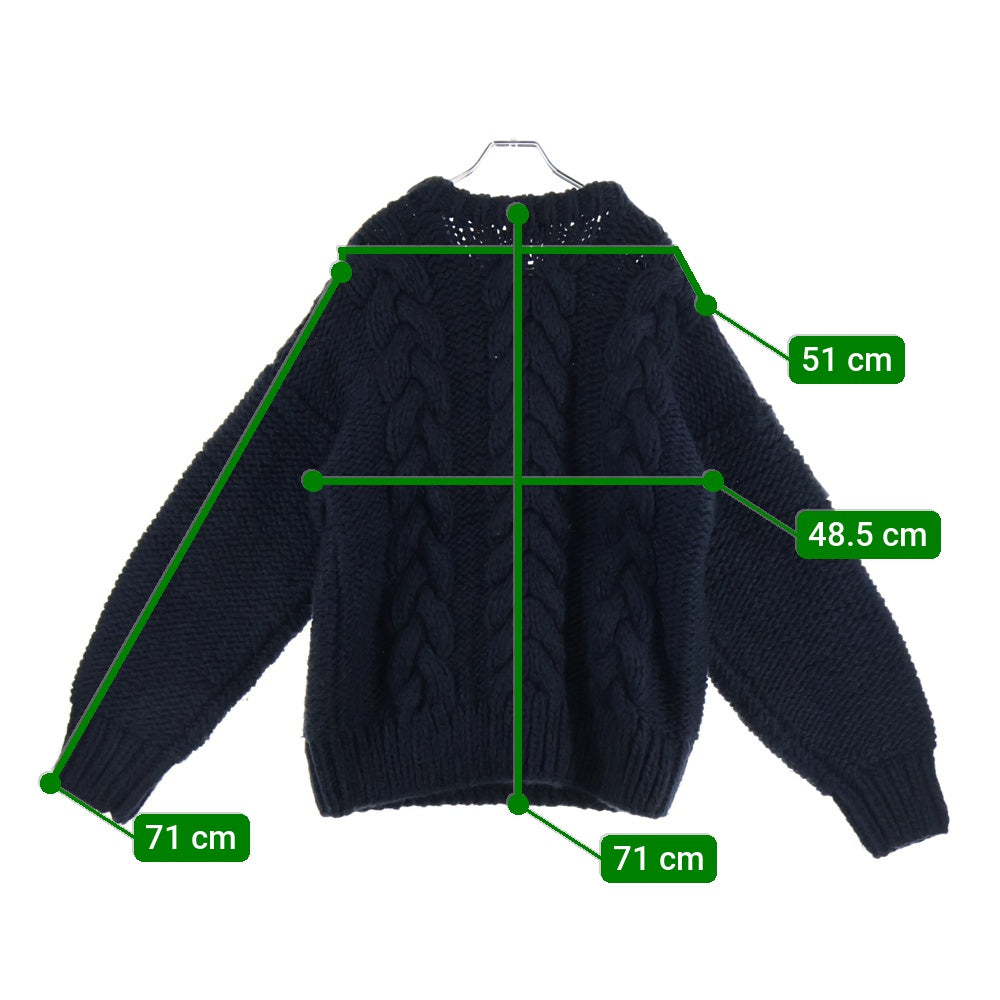 DESCENDANT(ディセンダント) 23AW MAIN NOT CABLE KNIT アクリルウール ケーブルニット セーター ブラック 232MADS-KNM05
