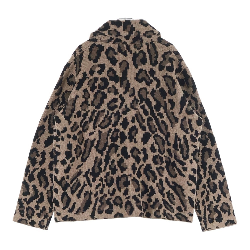 CAPTAINS HELM(キャプテンズ ヘルム) レオパード ショールカラー ウール ニット カーディガン ブラウン