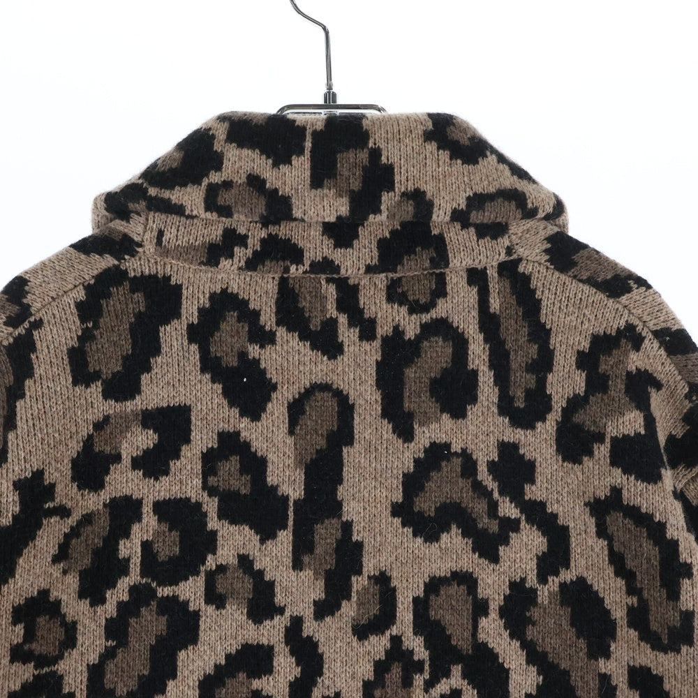 CAPTAINS HELM(キャプテンズ ヘルム) レオパード ショールカラー ウール ニット カーディガン ブラウン