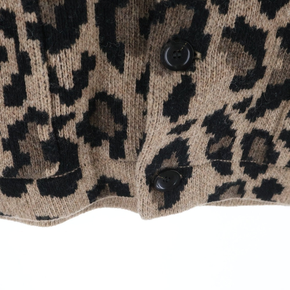 CAPTAINS HELM(キャプテンズ ヘルム) レオパード ショールカラー ウール ニット カーディガン ブラウン