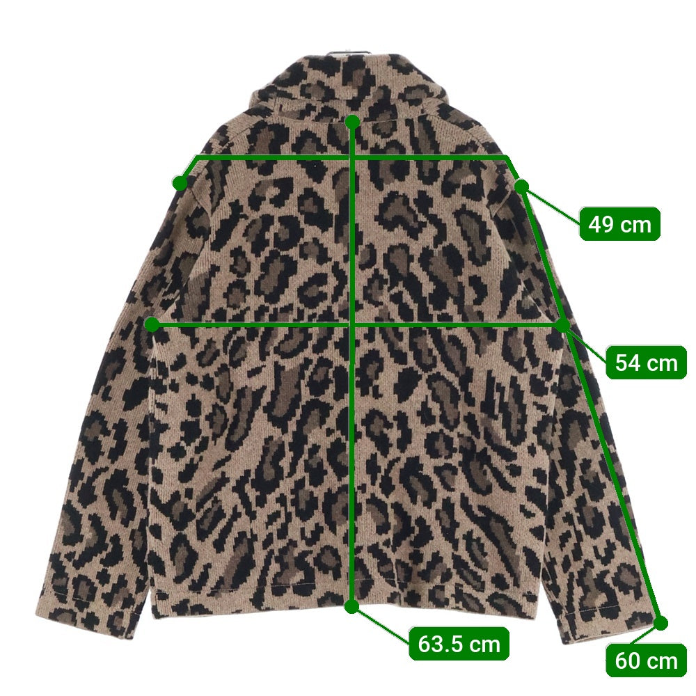 CAPTAINS HELM(キャプテンズ ヘルム) レオパード ショールカラー ウール ニット カーディガン ブラウン