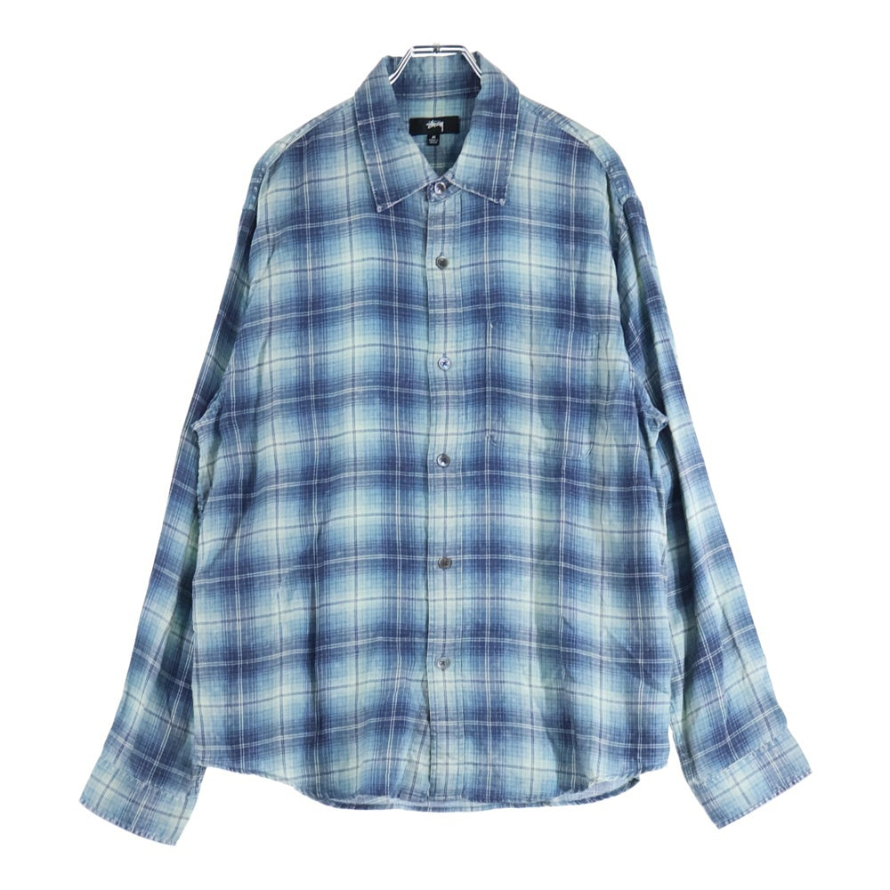 STUSSY(ステューシー) MATTHEW PRINTED SHIRT マシュープリント チェック 長袖シャツ ブルー 1110336