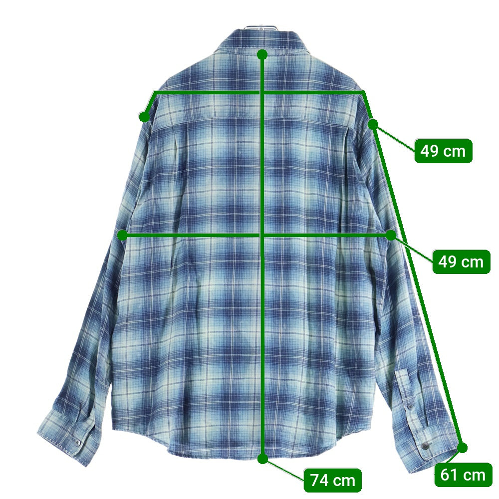STUSSY(ステューシー) MATTHEW PRINTED SHIRT マシュープリント チェック 長袖シャツ ブルー 1110336