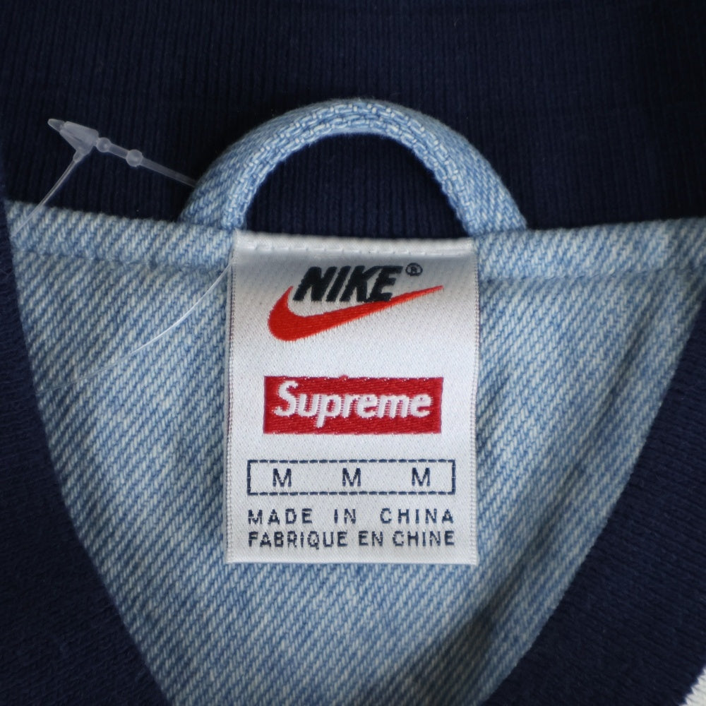 SUPREME(シュプリーム) 18SS ×NIKE ×NBA Teams Warm Up Jacket ナイキ エヌビーエー チーム ウォームアップ デニム ジャケット スタジャン ブルゾン インディゴ AO3632-440