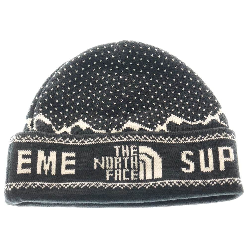SUPREME(シュプリーム) 18AW ×THE NORTH FACE Expedition Fold Beanie ノースフェイス ロゴ フォールド ビーニー ニット帽 帽子 ブラック NN41803I
