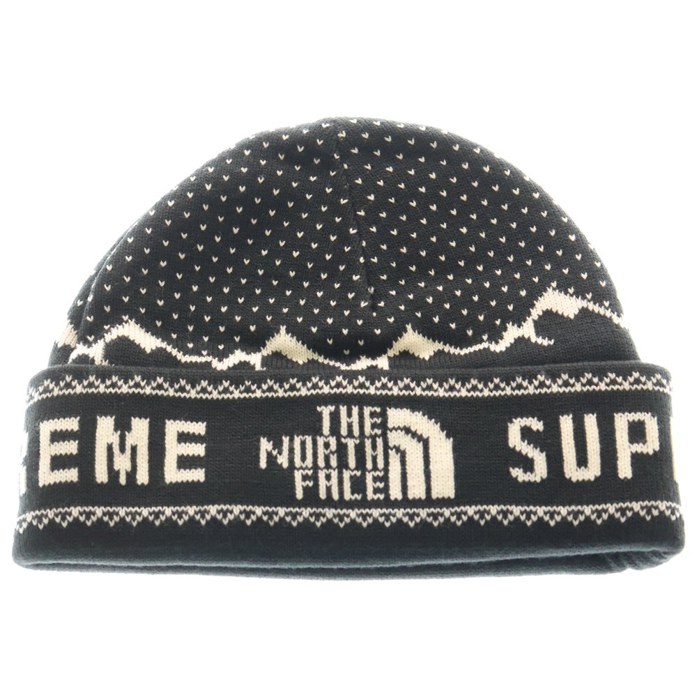 SUPREME(シュプリーム) 18AW ×THE NORTH FACE Expedition Fold Beanie ノースフェイス ロゴ フォールド ビーニー ニット帽 帽子 ブラック NN41803I