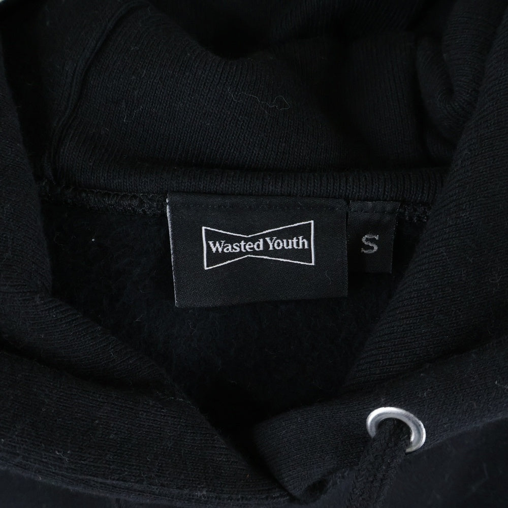 WASTED YOUTH(ウェイステッドユース) Dont Bother Me Anymore Hooded ロゴプリント スウェット プルオーバーパーカー ブラック