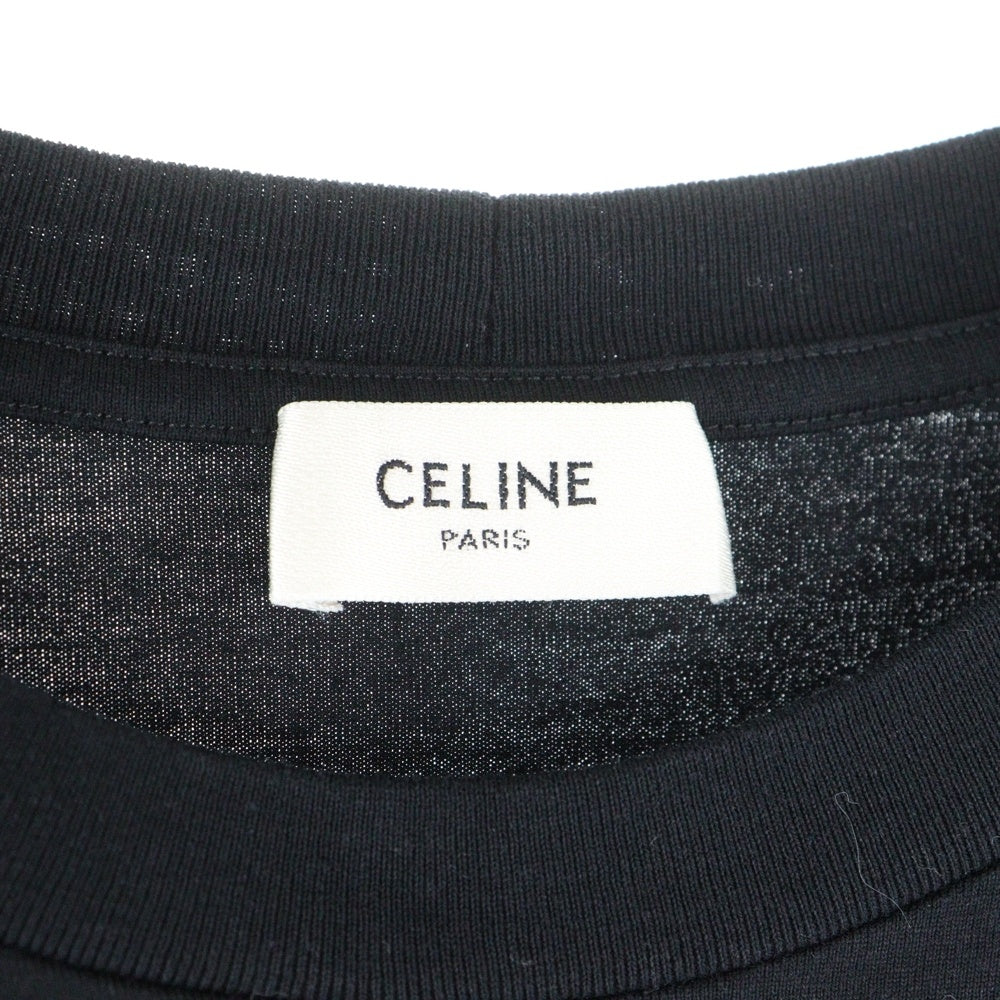 CELINE(セリーヌ) トリオンフ刺繍 クルーネック ロングスリーブ 長袖 Tシャツ カットソーブラック RX017507Z.38AW