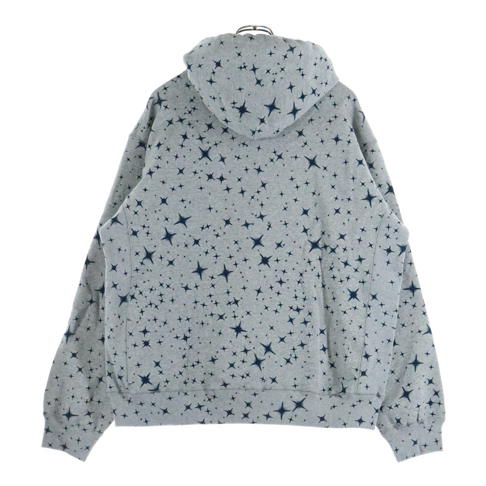 THE BLACK EYE PATCH(ブラックアイパッチ) 22AW LABEL STAR PATTERNED HOODIE ラベル スターパターン プルオーバーパーカー スウェットフーディ グレー
