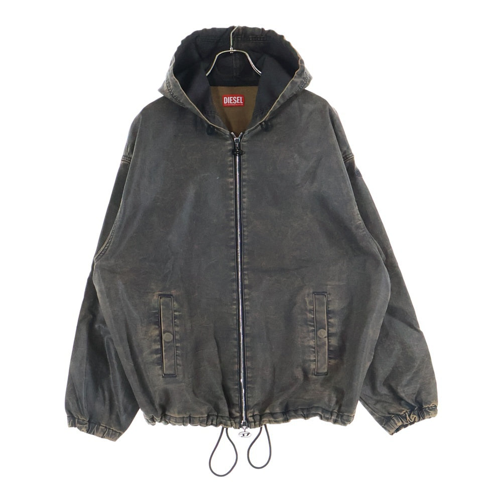 DIESEL(ディーゼル) D-WYNNY-S HOOD DENIM JACKET ユーズド加工 コーティングデニム ジップアップジャケット ブラウン A13025