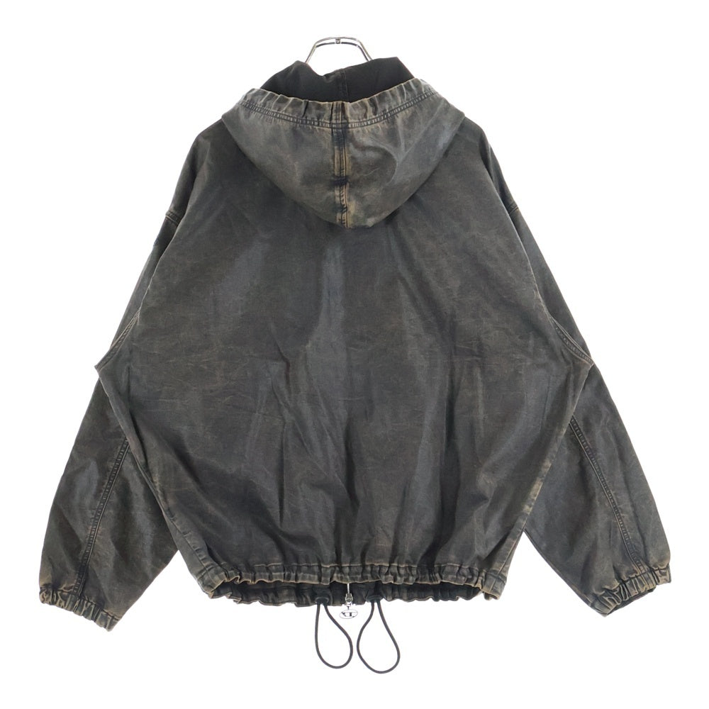 DIESEL(ディーゼル) D-WYNNY-S HOOD DENIM JACKET ユーズド加工 コーティングデニム ジップアップジャケット ブラウン A13025