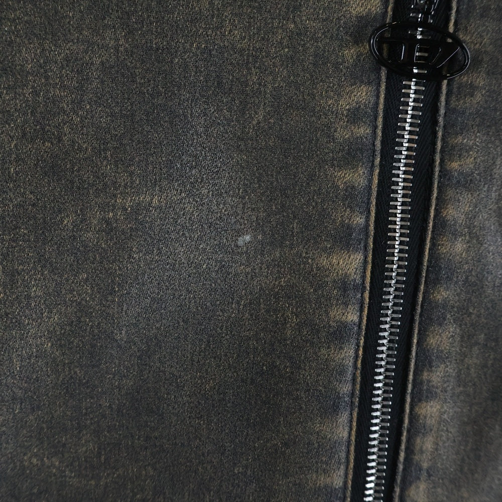 DIESEL(ディーゼル) D-WYNNY-S HOOD DENIM JACKET ユーズド加工 コーティングデニム ジップアップジャケット ブラウン A13025