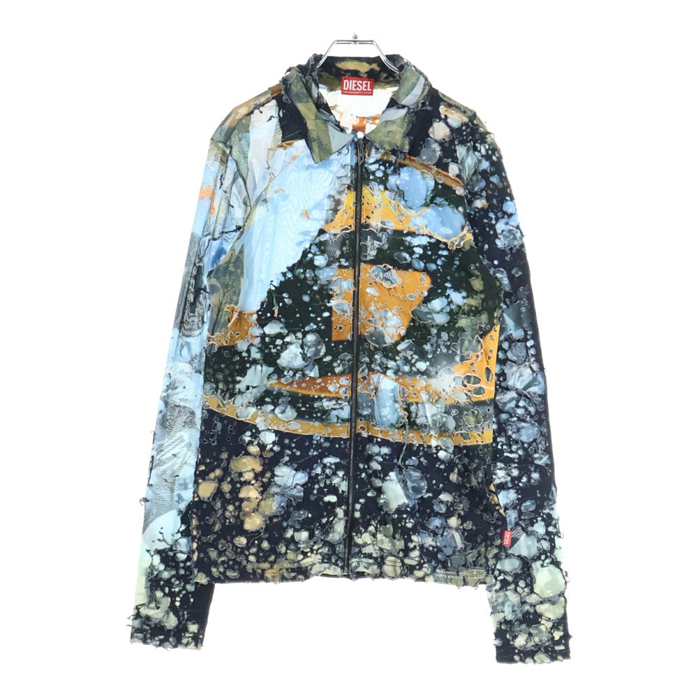 DIESEL(ディーゼル) S-CORN-PEEL ダメージ加工 ジップアップ 長袖シャツ マルチ A13620