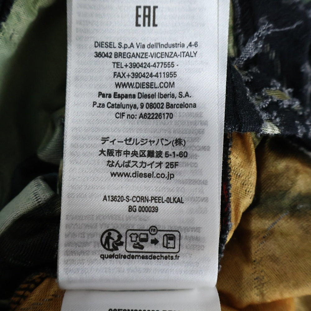 DIESEL(ディーゼル) S-CORN-PEEL ダメージ加工 ジップアップ 長袖シャツ マルチ A13620