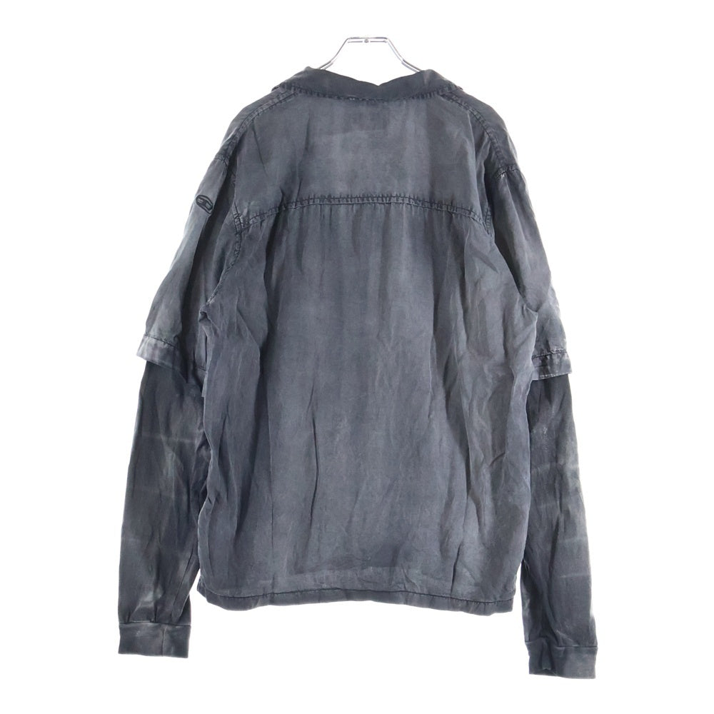 DIESEL(ディーゼル) 24SS S-EEKLO フェード加工 オープンカラー レイヤード 長袖シャツ ブラック A15072