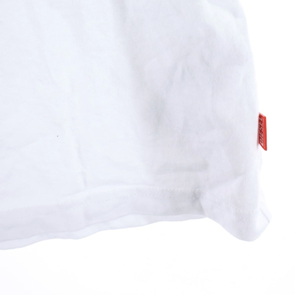 DIESEL(ディーゼル) T-JUST-L20 アースプリント クルーネック半袖Tシャツカットソー ホワイト A11048