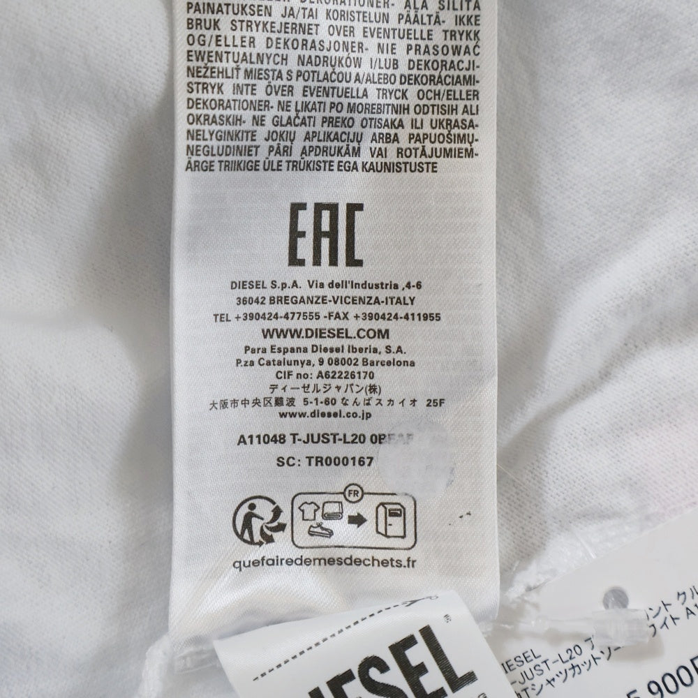DIESEL(ディーゼル) T-JUST-L20 アースプリント クルーネック半袖Tシャツカットソー ホワイト A11048