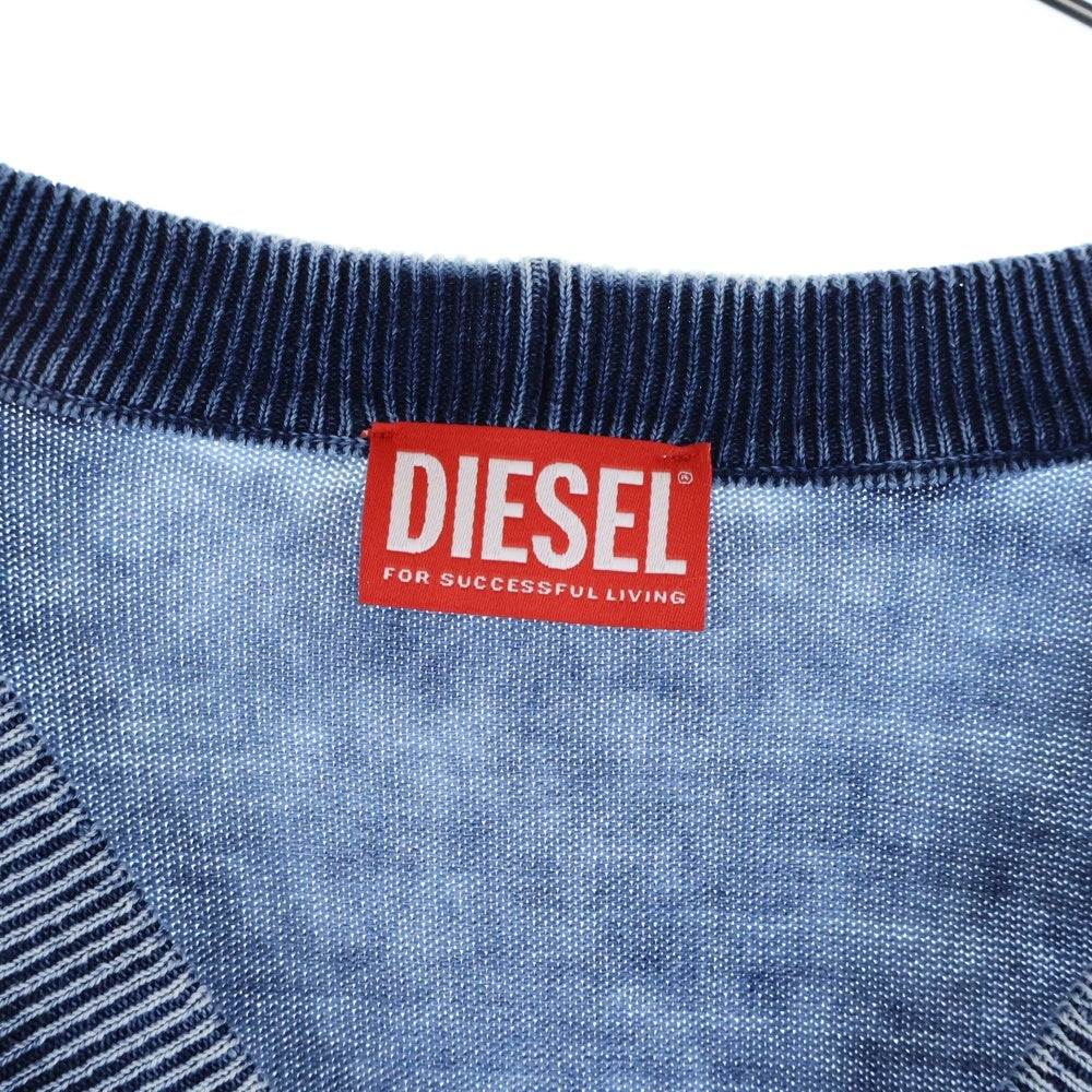 DIESEL(ディーゼル) K-ZENO デニムモチーフ ニットカーディガン ブルー A12462
