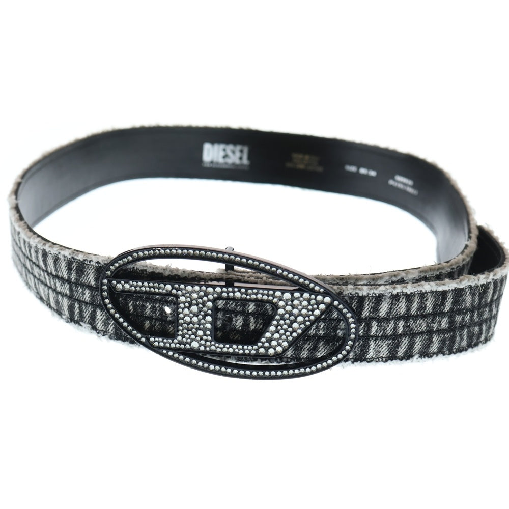 DIESEL(ディーゼル) 25SS B-1DR STRASS ラインストーン Dロゴ バックル デニムベルト インディゴ X09939 レディース
