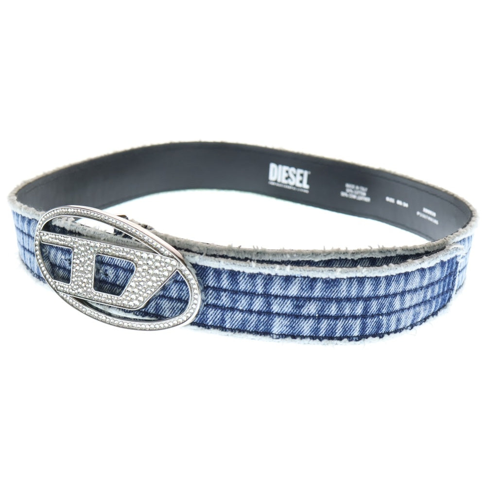 DIESEL(ディーゼル) 25SS B-1DR STRASS ラインストーン Dロゴ バックル デニムベルト ブラック X09939 レディース