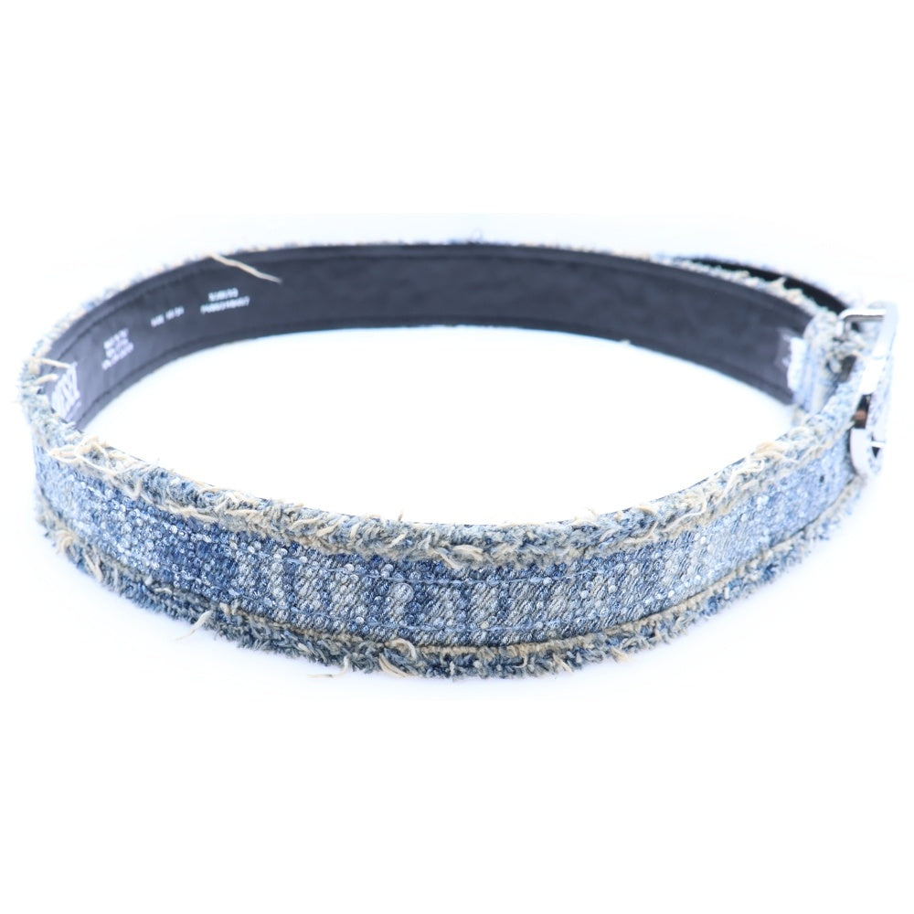 DIESEL(ディーゼル) 25SS B-1DR STRASS オールラインストーン Dロゴ バックル デニムベルト インディゴ X10132 レディース