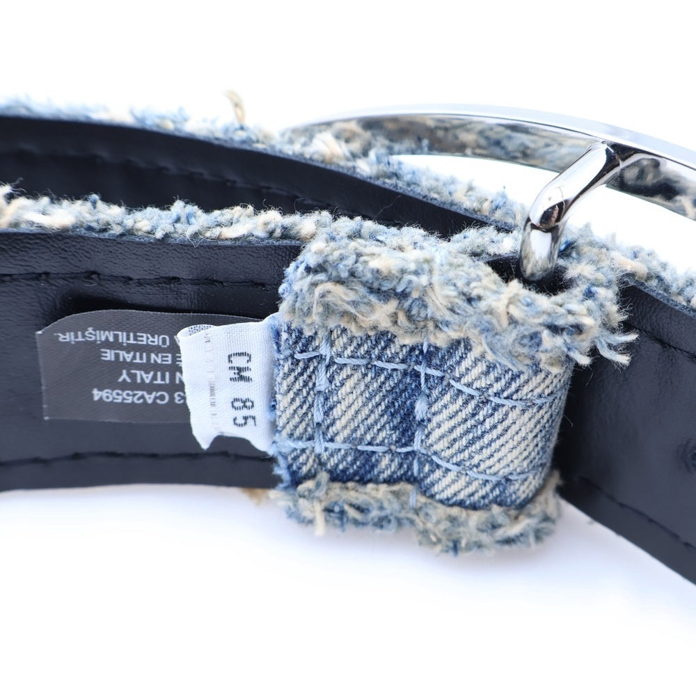 DIESEL(ディーゼル) 25SS B-1DR STRASS オールラインストーン Dロゴ バックル デニムベルト インディゴ X10132 レディース