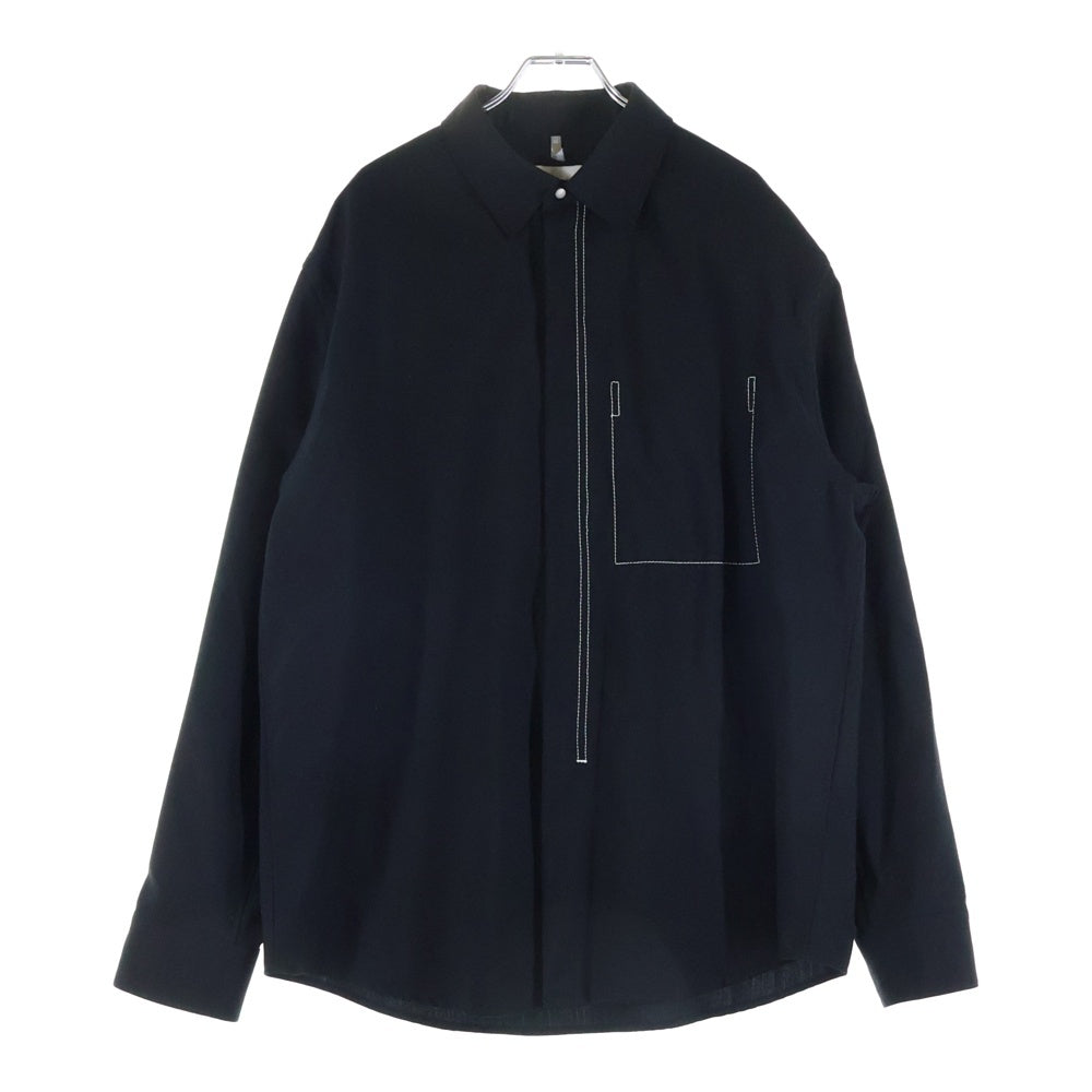 OAMC(オーエーエムシー) 21SS IAN SHIRT ウール ジップアップ 長袖シャツ ブラック 52-01-11-01009