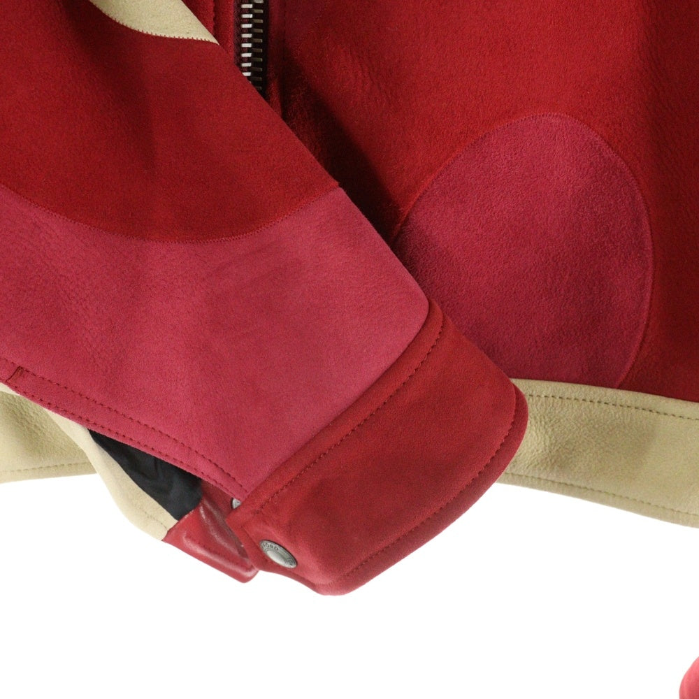 TOM FORD(トムフォード) 16SS Patchwork Suede Camo Trucker Jacket パッチワーク スエードカモ レザートラッカージャケット レッド TFL565