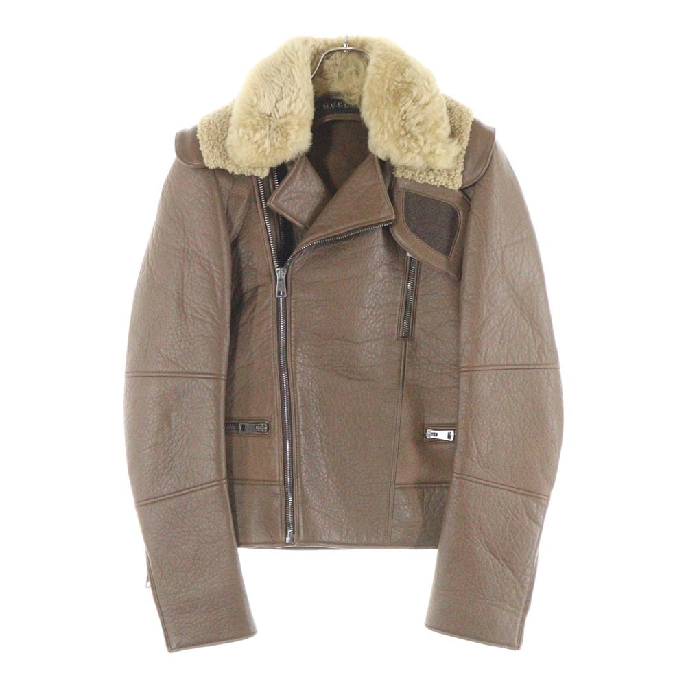 GUCCI(グッチ) ラムレザー ムートンダブルライダースジャケット ブラウン 359484