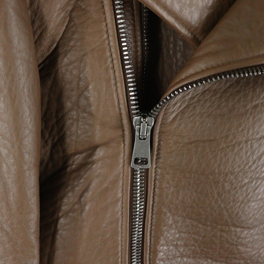 GUCCI(グッチ) ラムレザー ムートンダブルライダースジャケット ブラウン 359484