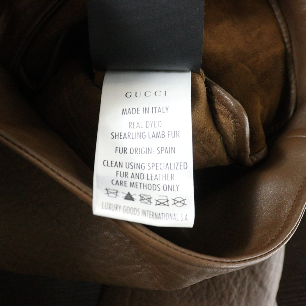 GUCCI(グッチ) ラムレザー ムートンダブルライダースジャケット ブラウン 359484