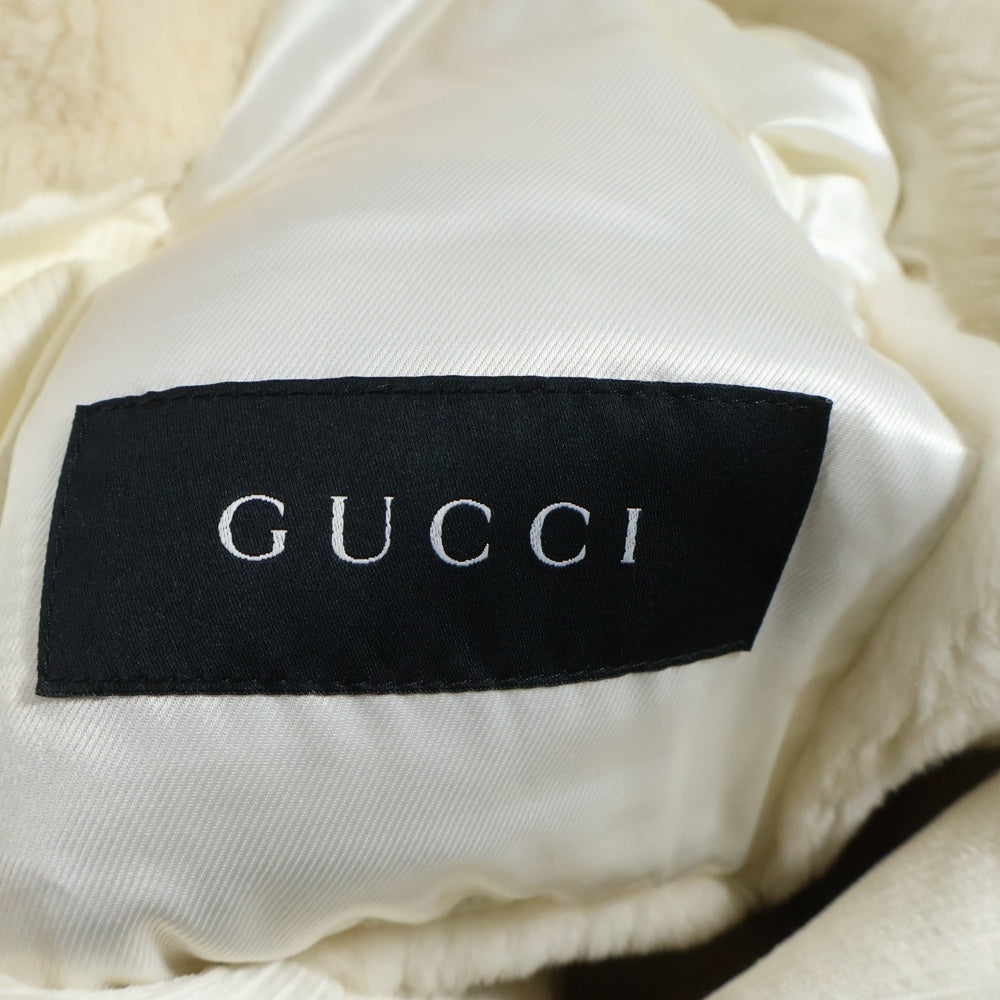 GUCCI(グッチ) ビーバーファーカラー シアリングコート ホワイト 130839 Z1448