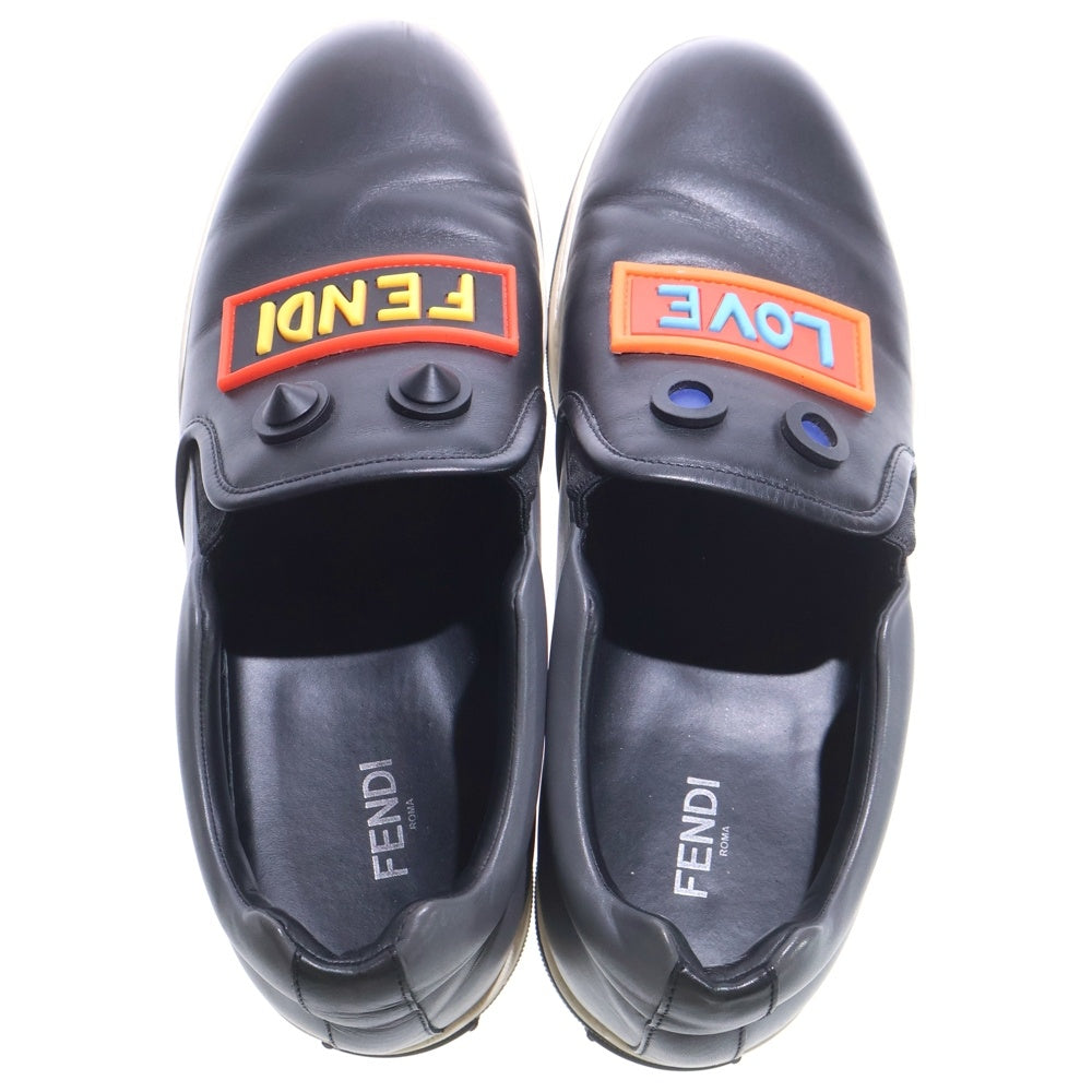 FENDI(フェンディ) LOVE FENDI ボキャブラリー レザースリッポン ローカットスニーカー ブラック