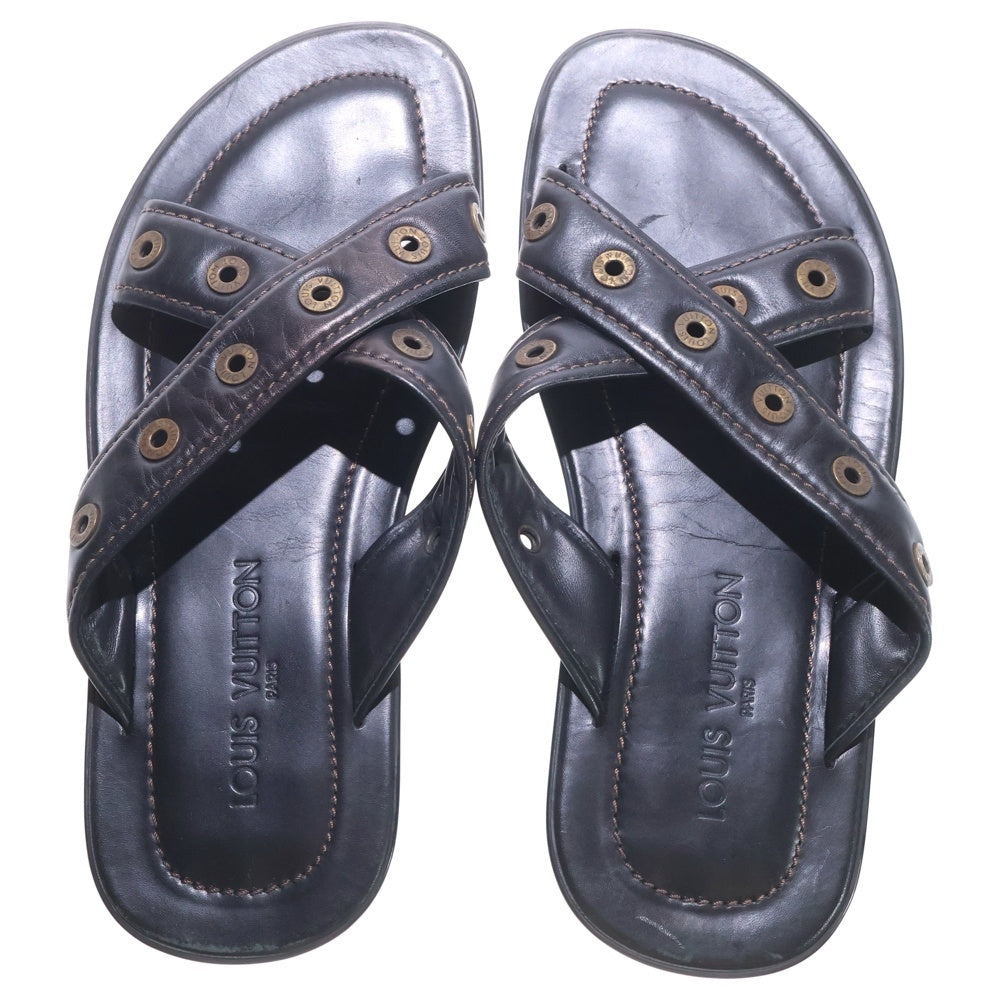 LOUIS VUITTON(ルイヴィトン) レザーフラットサンダル ブラック
